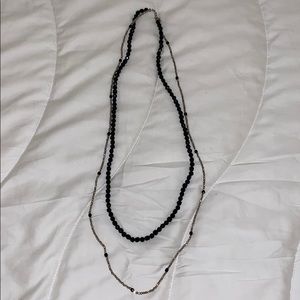 Long layered black necklace